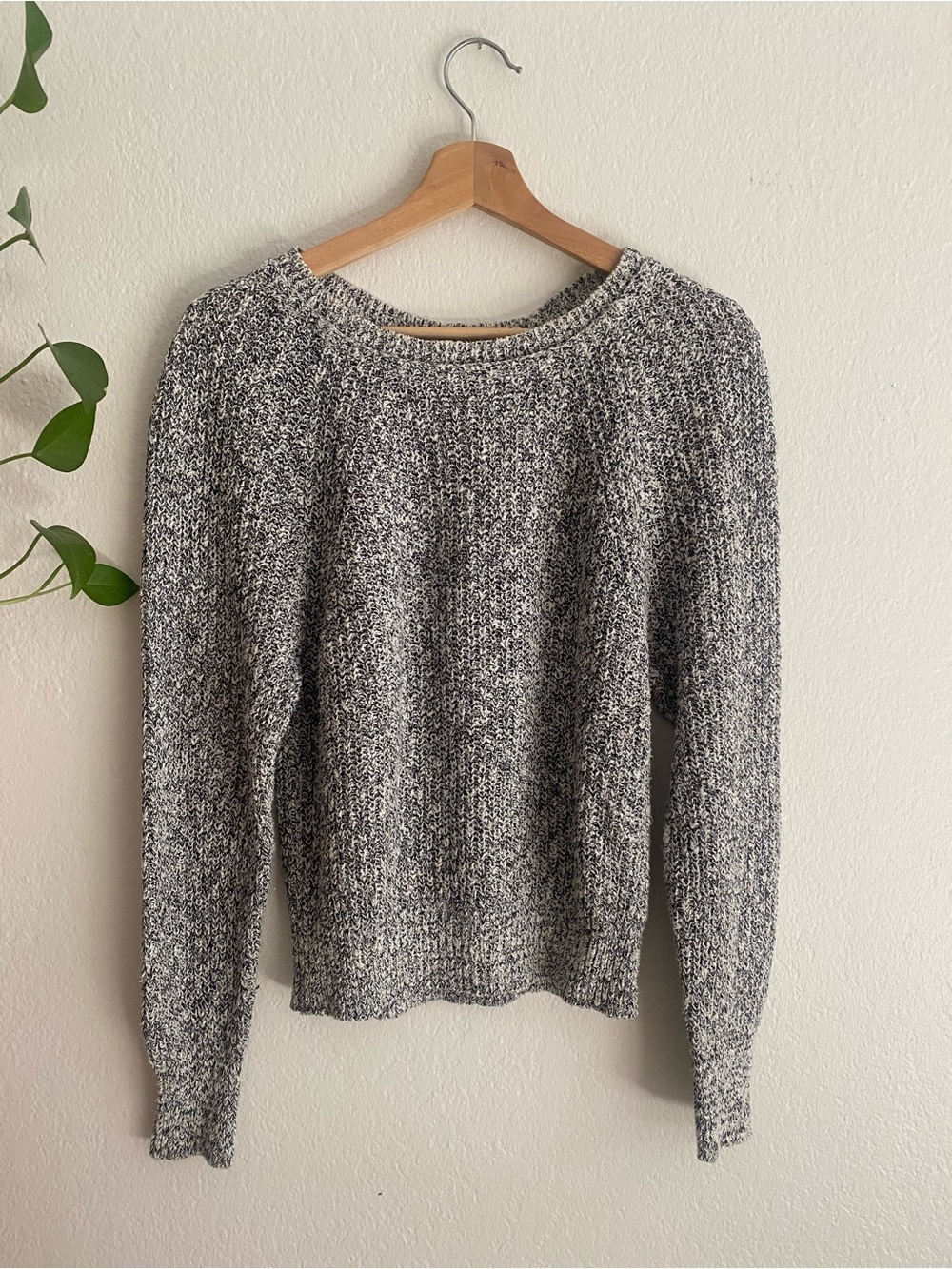 Free People Marled Black & White Women's Knit Sweater